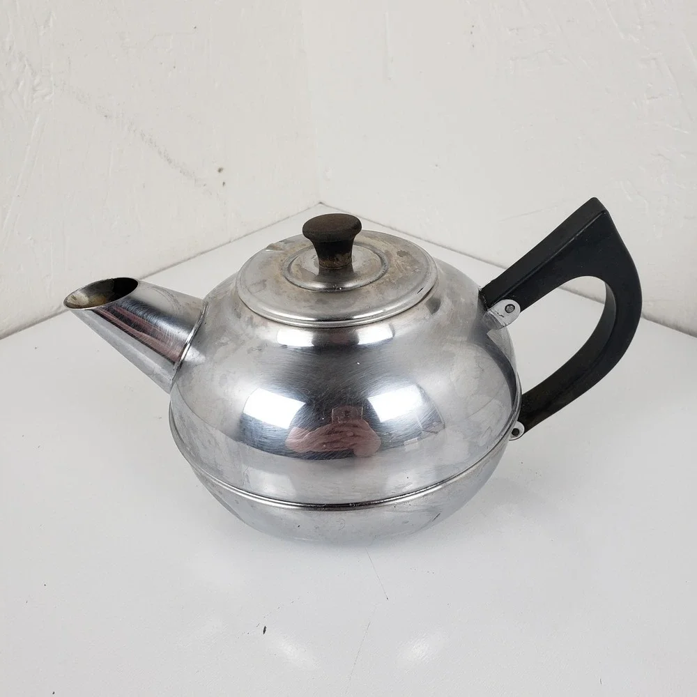 Vintage Gil-Cor 4 Cup Teapot Chrome on Copper Made in New‎ Zealand Mid Century